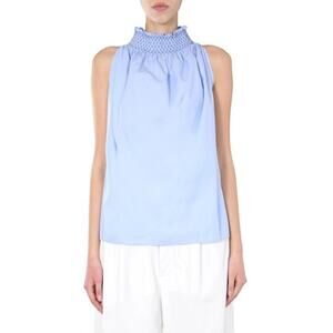 NWT Jejia SMOCKED-NECK SLEEVELESS POPLIN BLOUSE $275 size 42IT/6 US